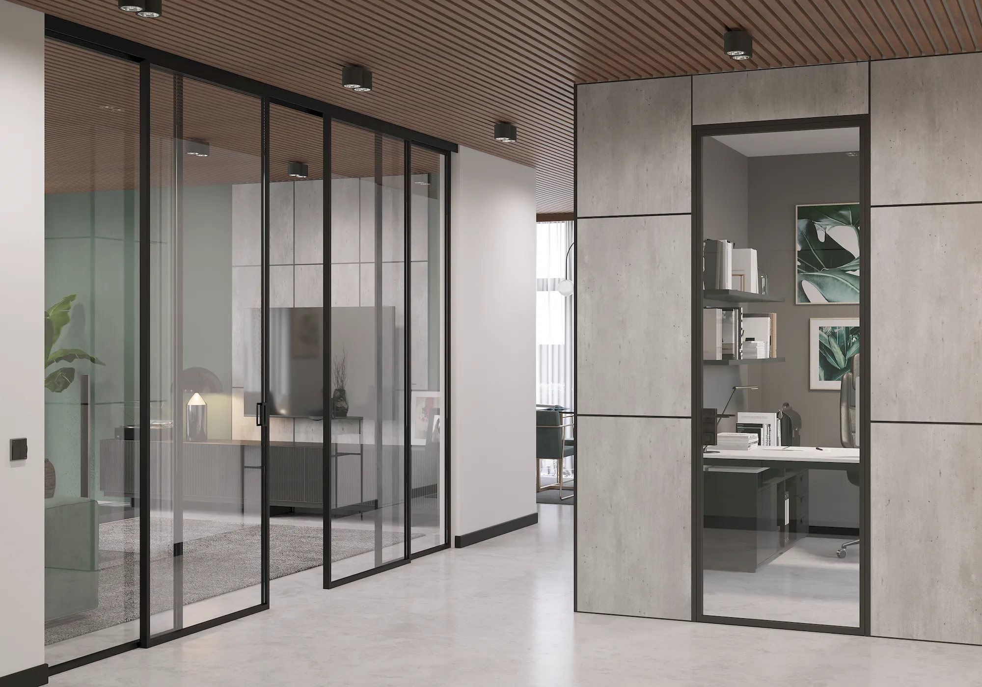 Алюминиевая дверь MINOLI 3 в интерьере